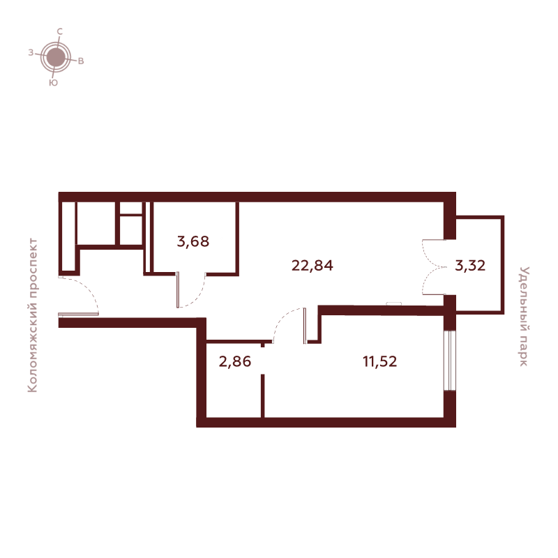 1-комнатная квартира, 44.22 м²; этаж: 14 - купить в Санкт-Петербурге
