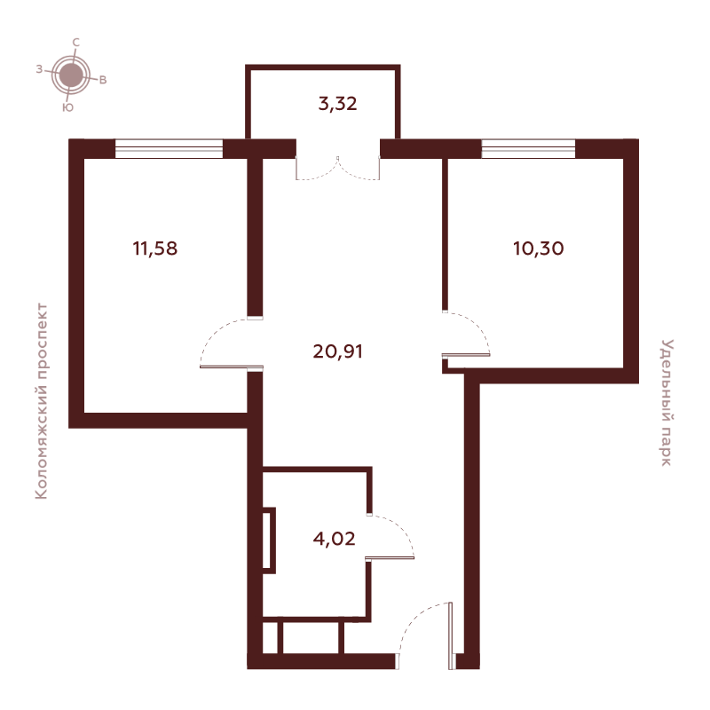 2-комнатная квартира №19 в: Saan: 50.13 м²; этаж: 14 - купить в Санкт-Петербурге
