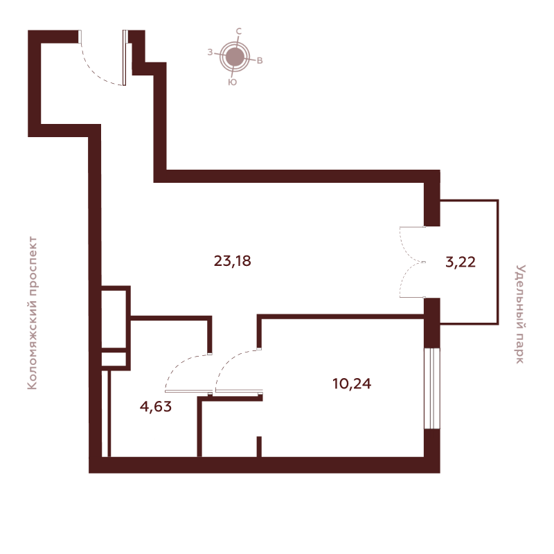 1-комнатная квартира №19 в: Saan: 41.37 м²; этаж: 22 - купить в Санкт-Петербурге