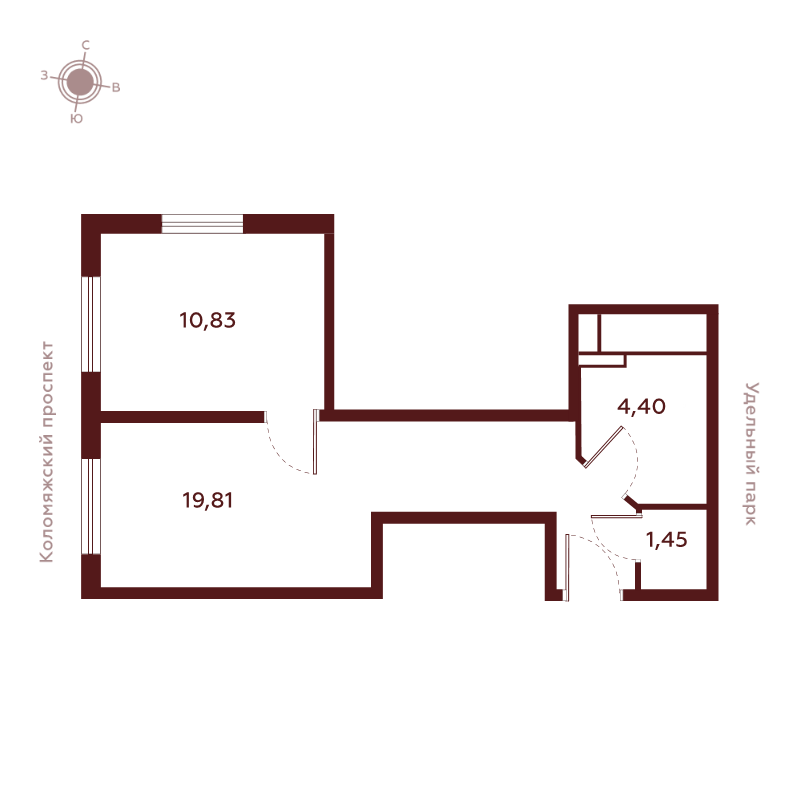 1-комнатная квартира, 36.84 м²; этаж: 14 - купить в Санкт-Петербурге