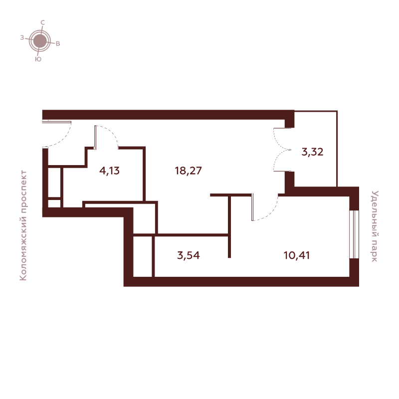 1-комнатная квартира  №22.31 в Saan: 39.67 м², этаж 22 - купить в Санкт-Петербурге
