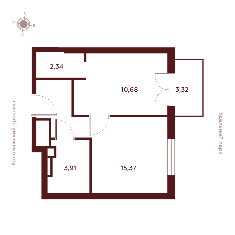 1-комнатная квартира №19 в: Saan: 35.62 м²; этаж: 22 - купить в Санкт-Петербурге