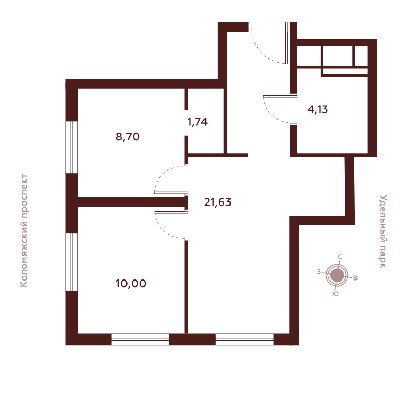 2-комнатная квартира №19 в: Saan: 46.2 м²; этаж: 22 - купить в Санкт-Петербурге