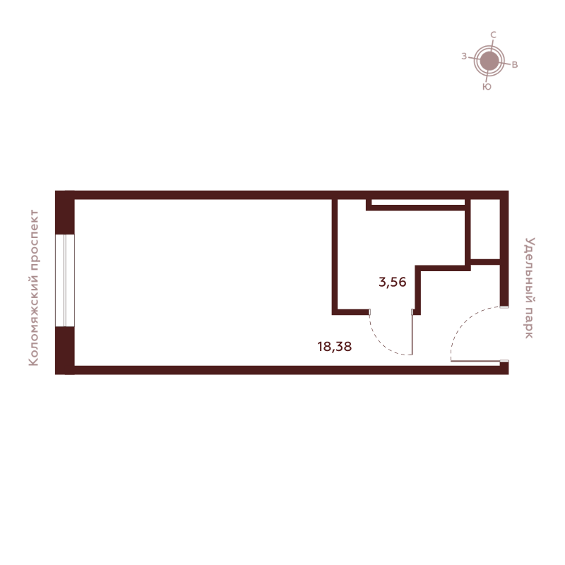 1-комнатная квартира, 21.94 м²; этаж: 14 - купить в Санкт-Петербурге