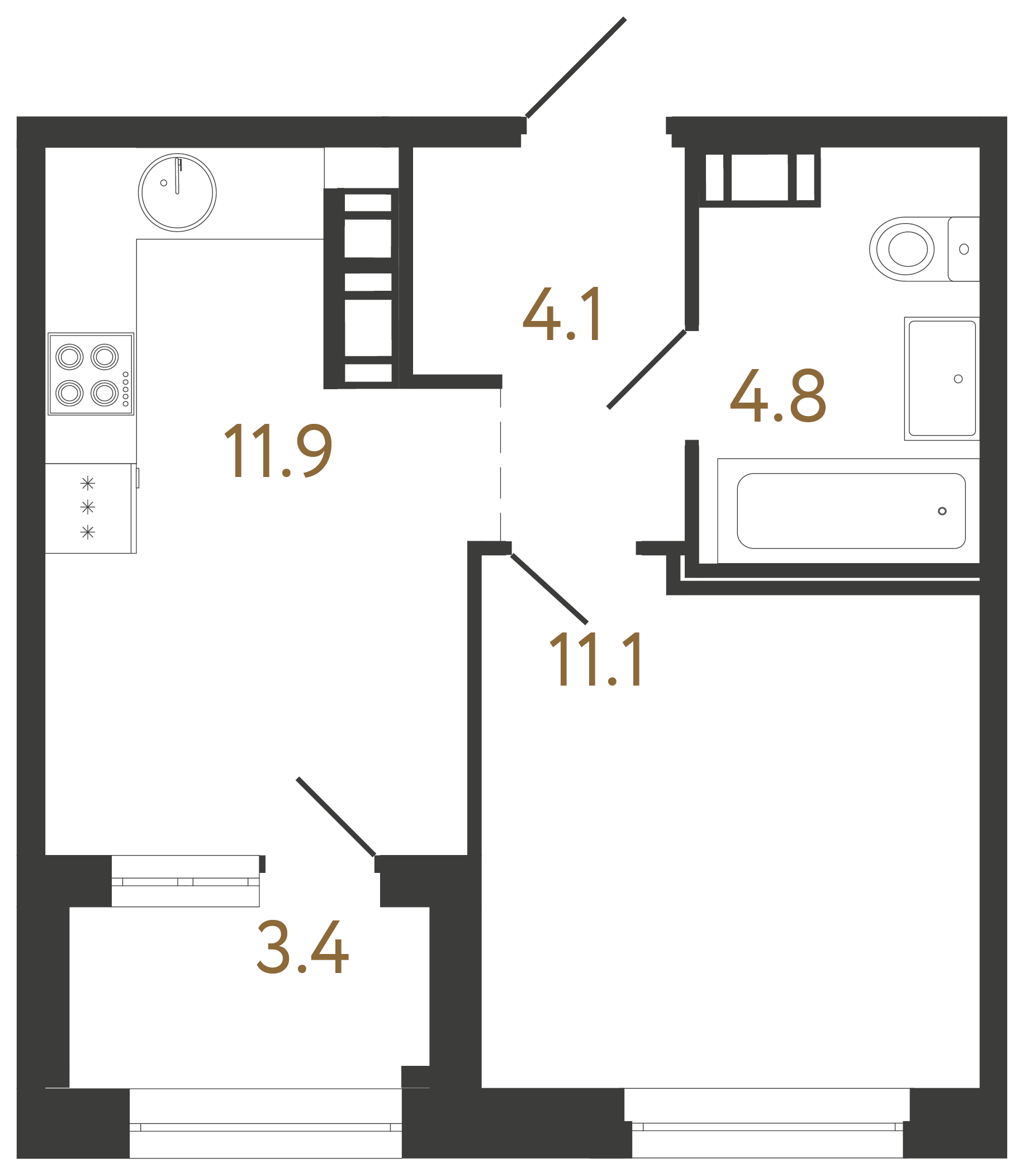 1-комнатная квартира, 31.9 м²; этаж: 11 - купить в Санкт-Петербурге