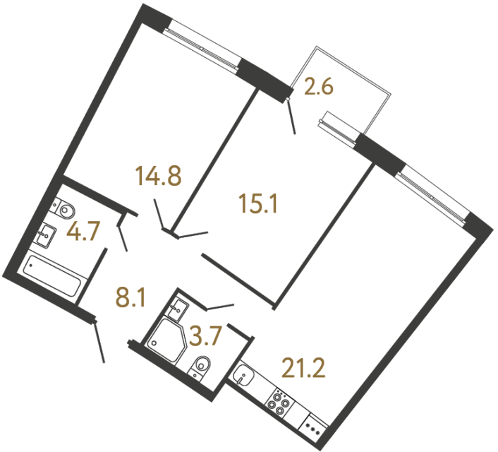 2-комнатная квартира, 67.6 м²; этаж: 2 - купить в Санкт-Петербурге