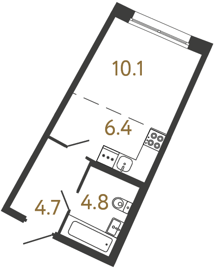1-комнатная квартира, 26 м²; этаж: 2 - купить в Санкт-Петербурге