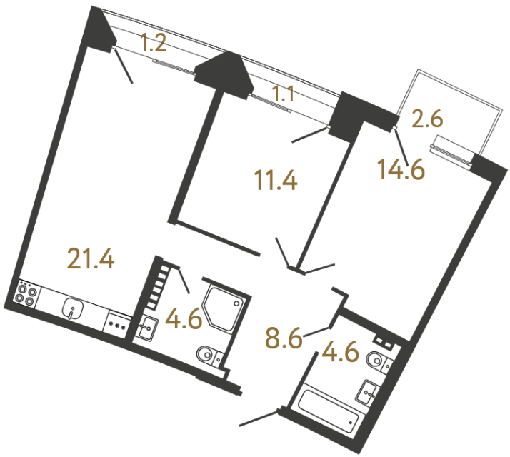 2-комнатная квартира, 65.2 м²; этаж: 4 - купить в Санкт-Петербурге
