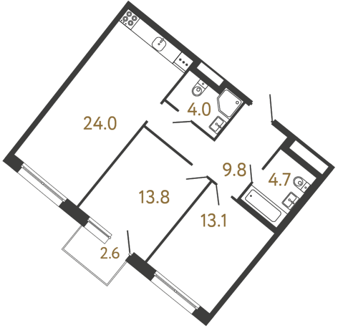 2-комнатная квартира, 69.4 м²; этаж: 2 - купить в Санкт-Петербурге