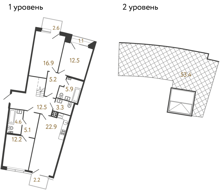 3-комнатная квартира  №49 в Цвет Зеленогорска: 101.1 м², этаж 4 - купить в Санкт-Петербурге