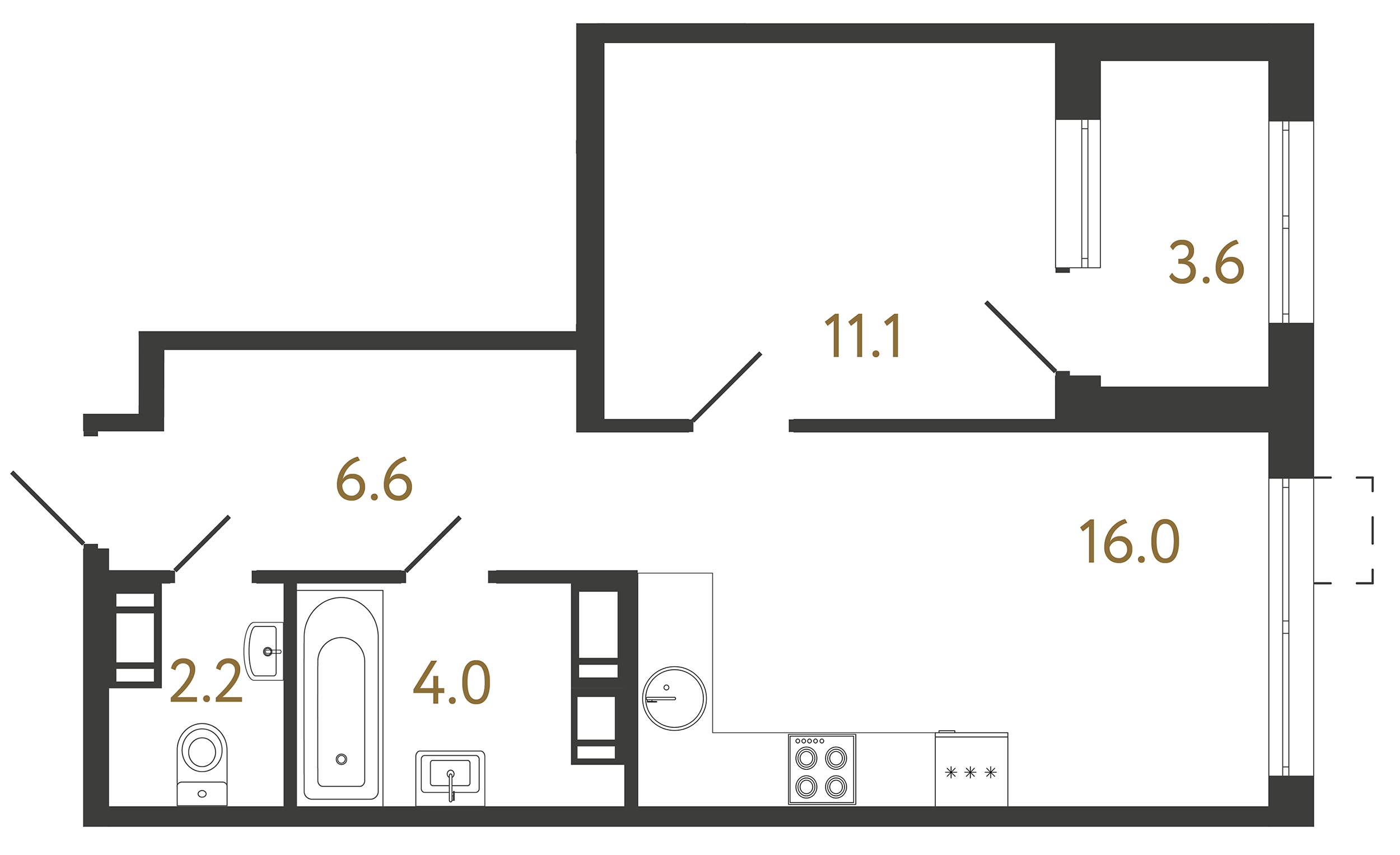 1-комнатная квартира, 39.9 м²; этаж: 8 - купить в Санкт-Петербурге