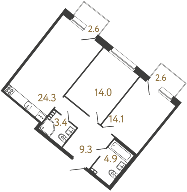 2-комнатная квартира, 70 м²; этаж: 4 - купить в Санкт-Петербурге