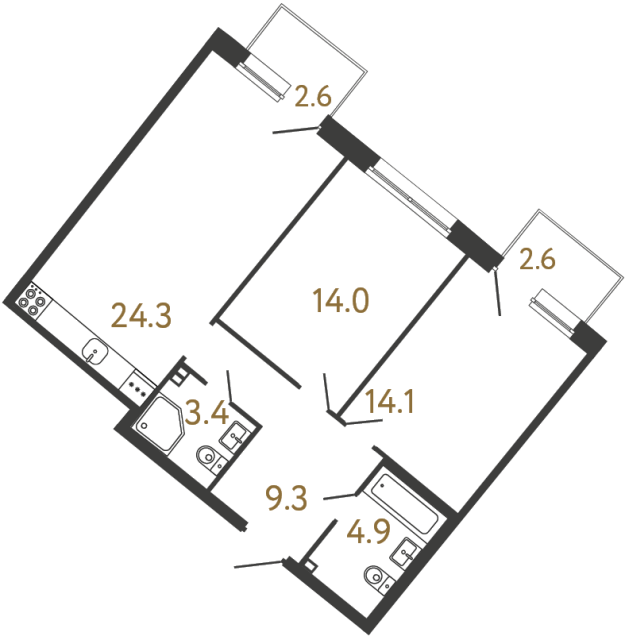 2-комнатная квартира, 70 м²; этаж: 3 - купить в Санкт-Петербурге