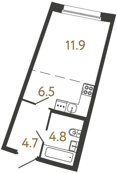 1-комнатная квартира, 27.9 м²; этаж: 2 - купить в Санкт-Петербурге
