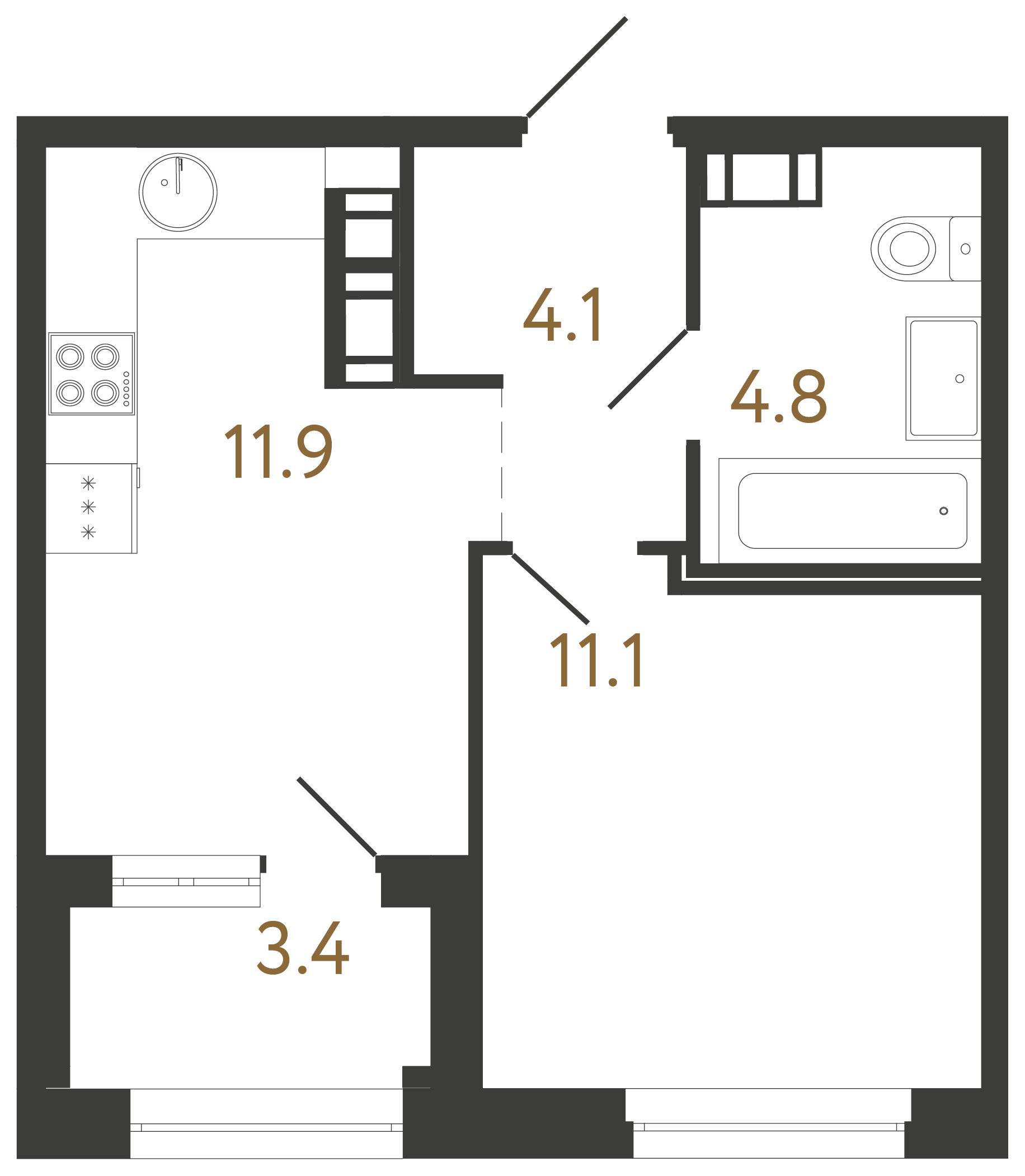 1-комнатная квартира, 31.9 м²; этаж: 6 - купить в Санкт-Петербурге