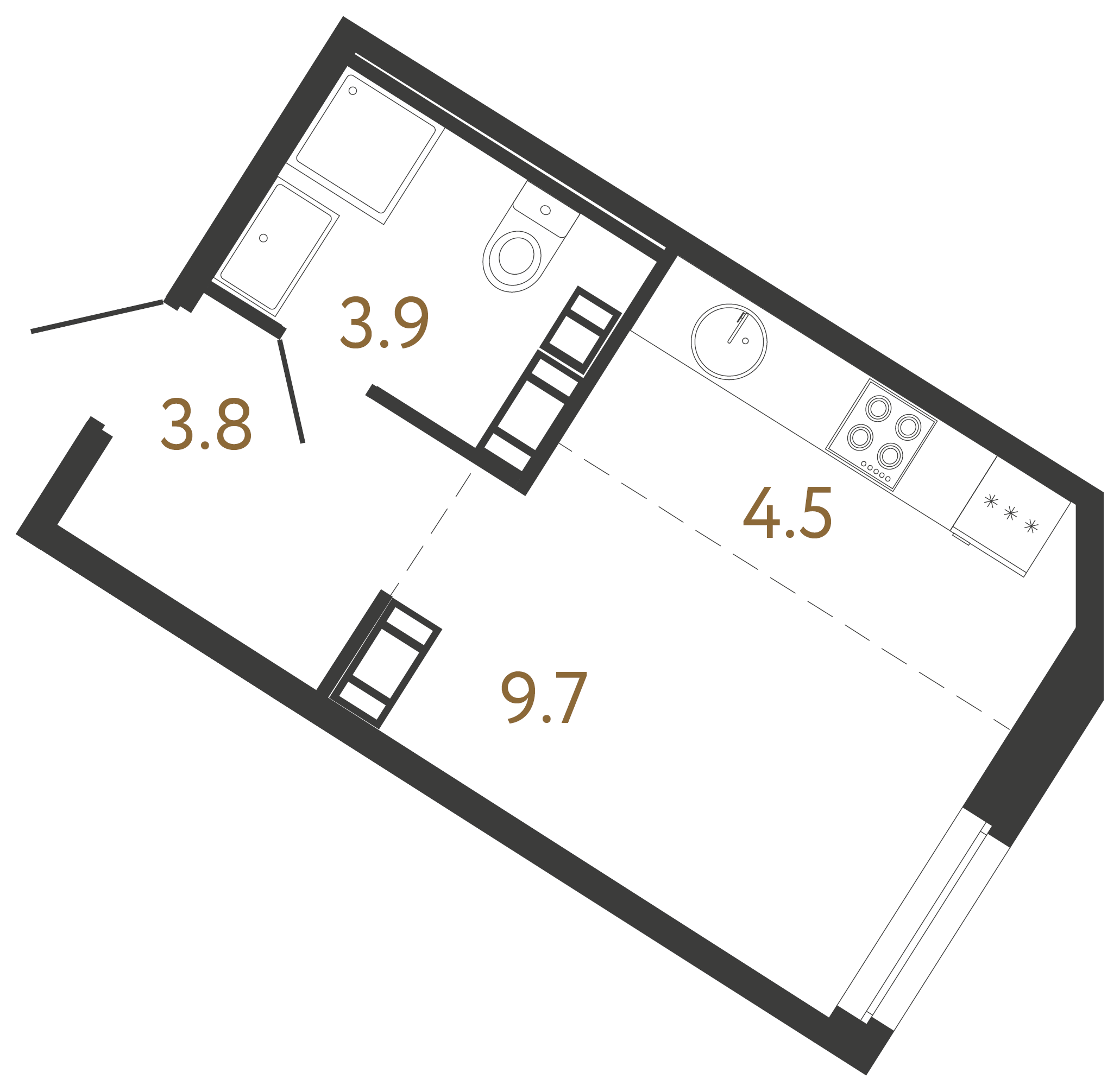 1-комнатная квартира, 21.9 м²; этаж: 10 - купить в Санкт-Петербурге
