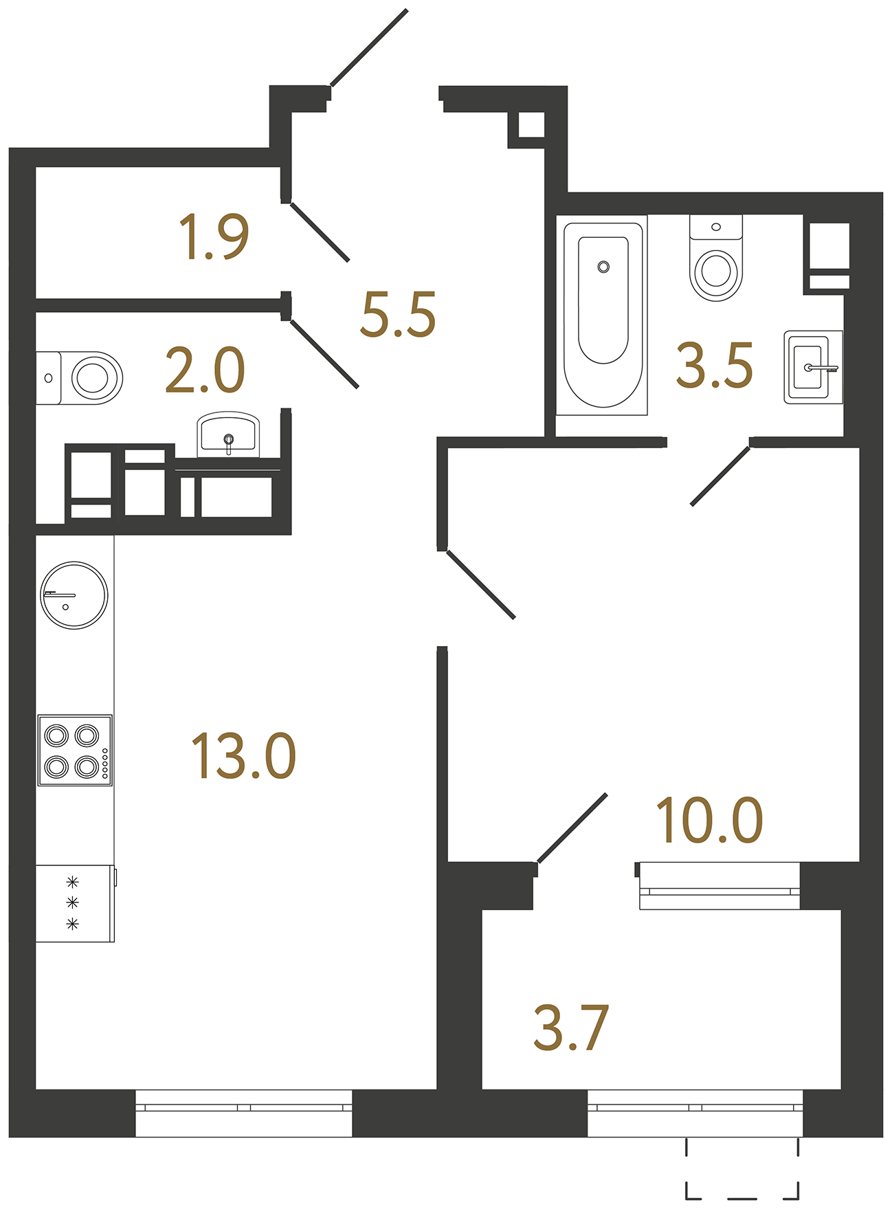 1-комнатная квартира, 35.9 м²; этаж: 7 - купить в Санкт-Петербурге