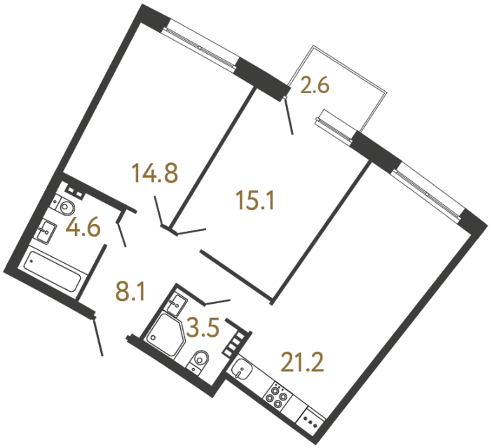 2-комнатная квартира, 67.3 м²; этаж: 4 - купить в Санкт-Петербурге