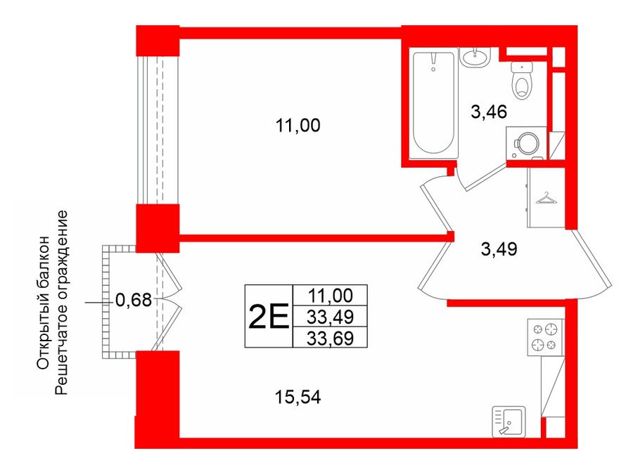 1-комнатная квартира, 33.49 м²; этаж: 6 - купить в Санкт-Петербурге