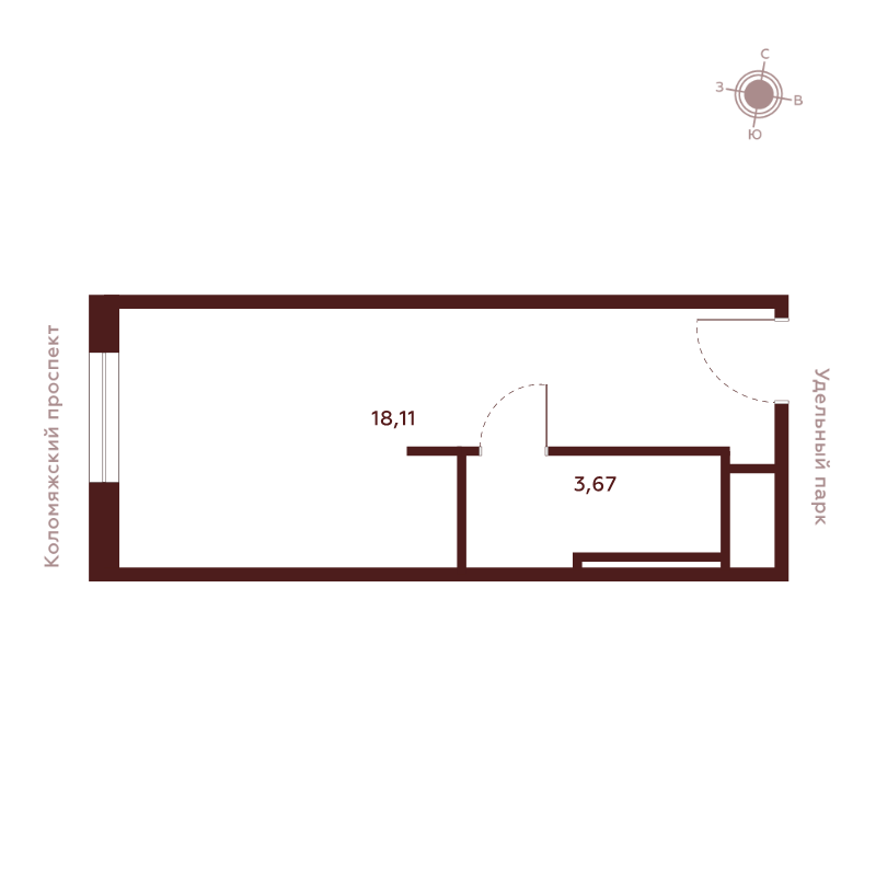 1-комнатная квартира, 21.78 м²; этаж: 14 - купить в Санкт-Петербурге