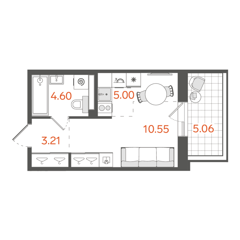 1-комнатная квартира, 24.47 м²; этаж: 8 - купить в Санкт-Петербурге