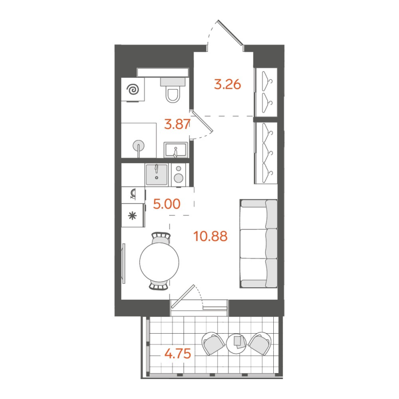 1-комнатная квартира, 24.31 м²; этаж: 4 - купить в Санкт-Петербурге