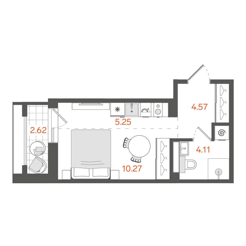1-комнатная квартира, 25.38 м²; этаж: 5 - купить в Санкт-Петербурге