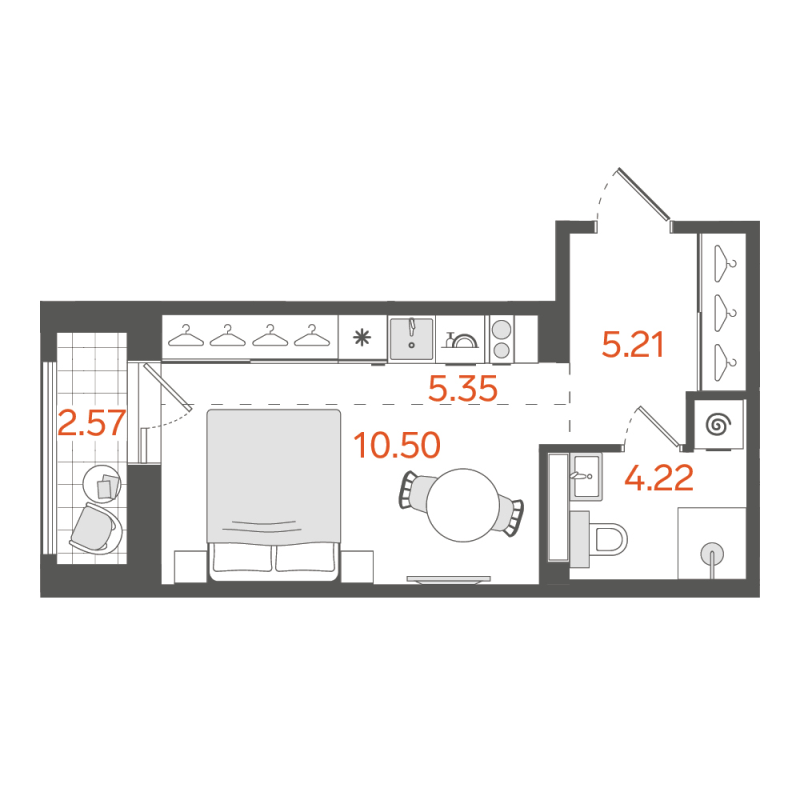 1-комнатная квартира, 26.32 м²; этаж: 6 - купить в Санкт-Петербурге