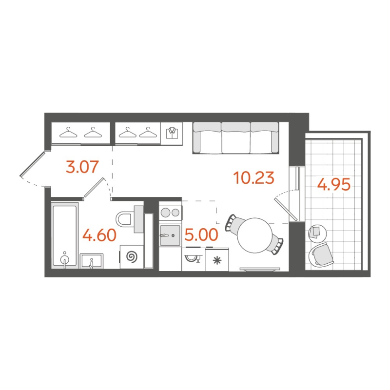 1-комнатная квартира, 24.26 м²; этаж: 6 - купить в Санкт-Петербурге