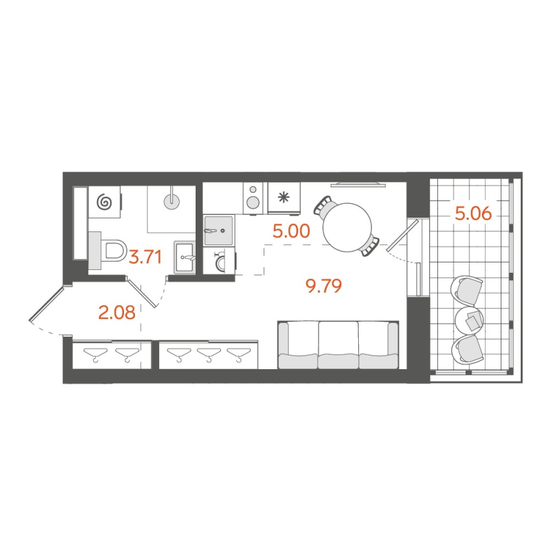1-комнатная квартира, 21.91 м²; этаж: 5 - купить в Санкт-Петербурге