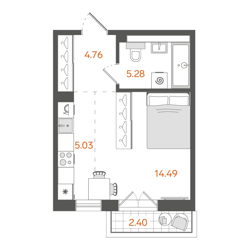1-комнатная квартира, 30.4 м²; этаж: 6 - купить в Санкт-Петербурге