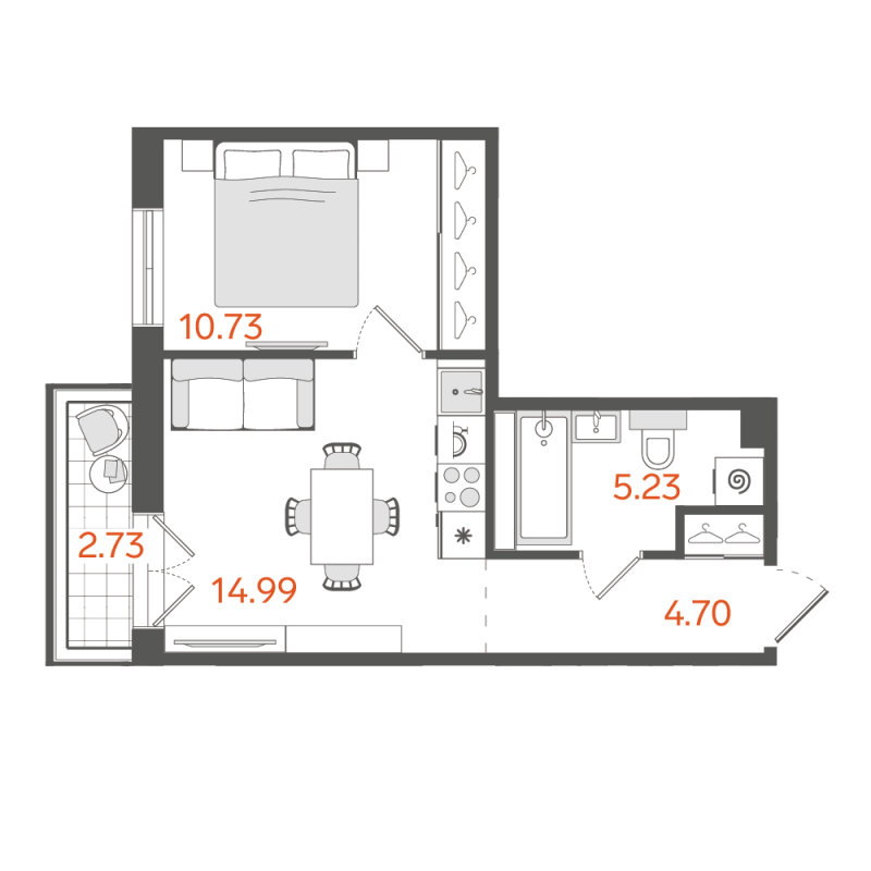 1-комнатная квартира, 36.29 м²; этаж: 5 - купить в Санкт-Петербурге
