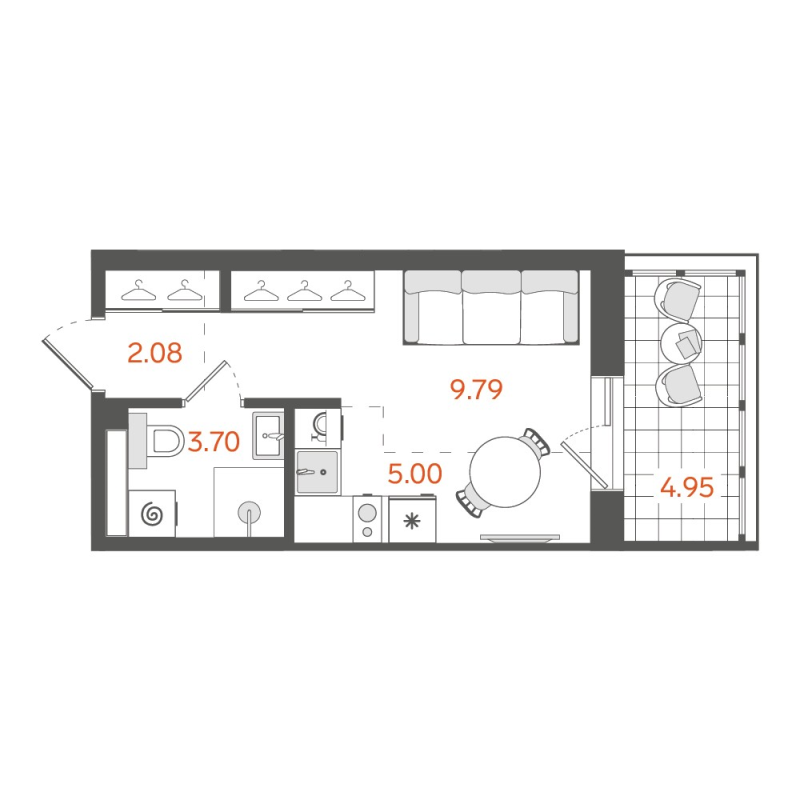 1-комнатная квартира, 21.88 м²; этаж: 5 - купить в Санкт-Петербурге