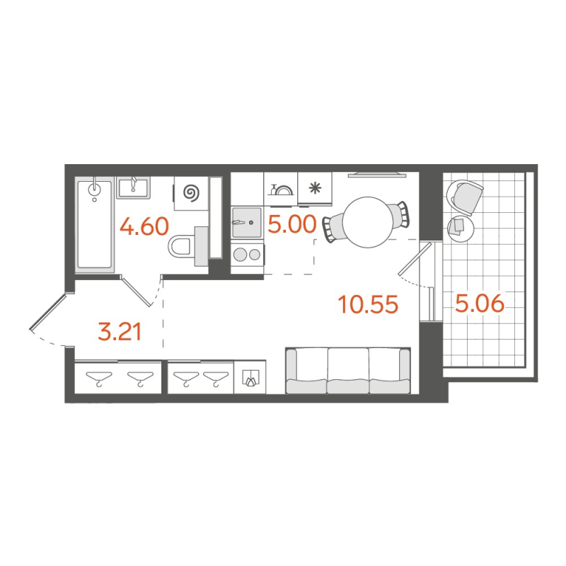 1-комнатная квартира, 24.76 м²; этаж: 4 - купить в Санкт-Петербурге