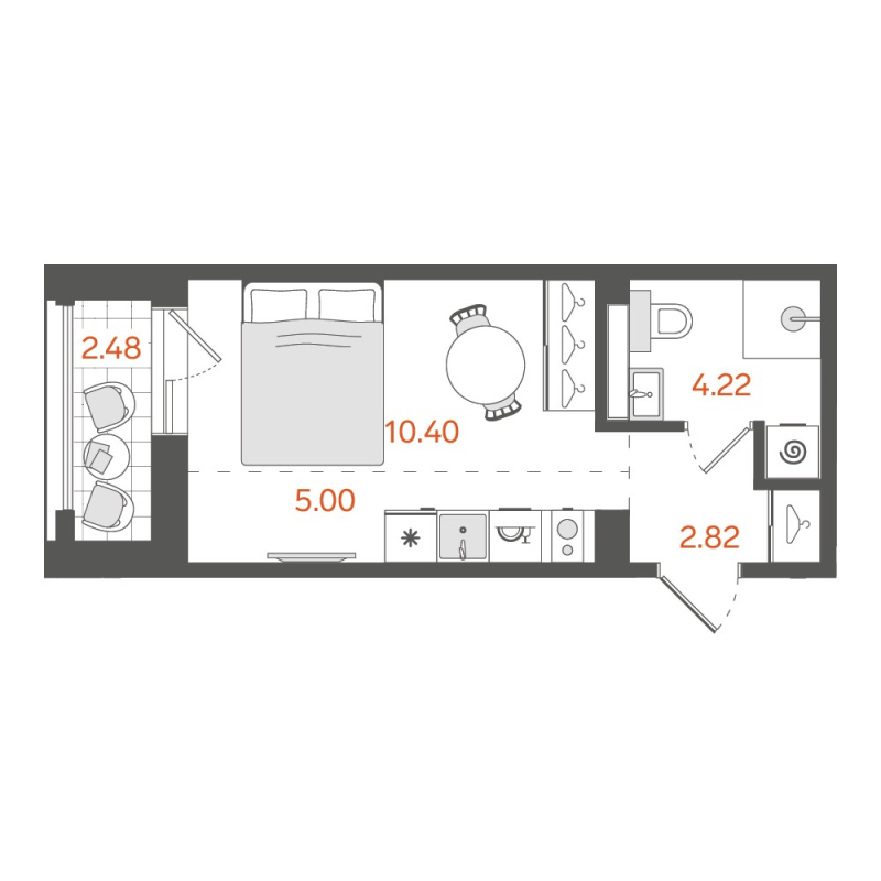 1-комнатная квартира, 23.43 м²; этаж: 6 - купить в Санкт-Петербурге