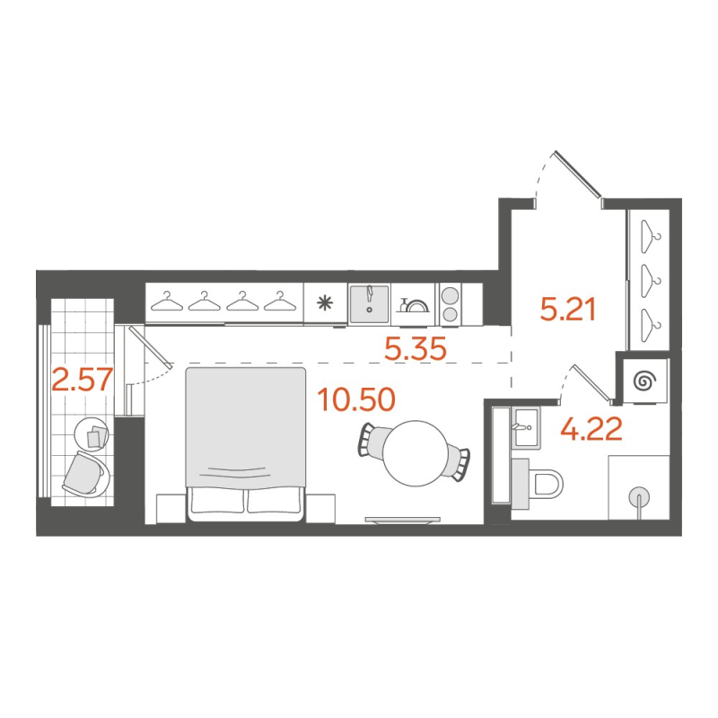 1-комнатная квартира, 26.51 м²; этаж: 3 - купить в Санкт-Петербурге