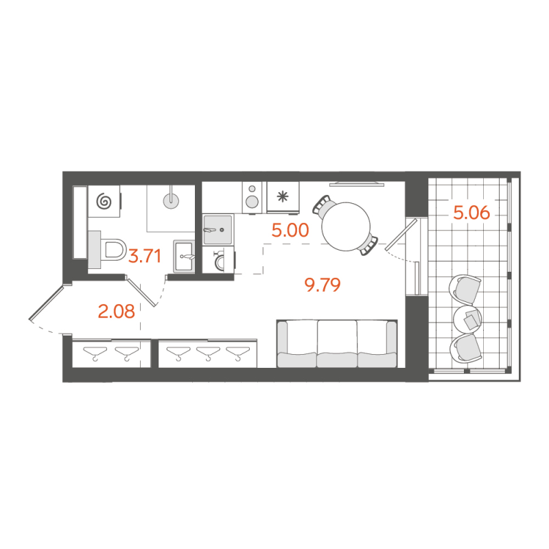 1-комнатная квартира, 21.79 м²; этаж: 7 - купить в Санкт-Петербурге