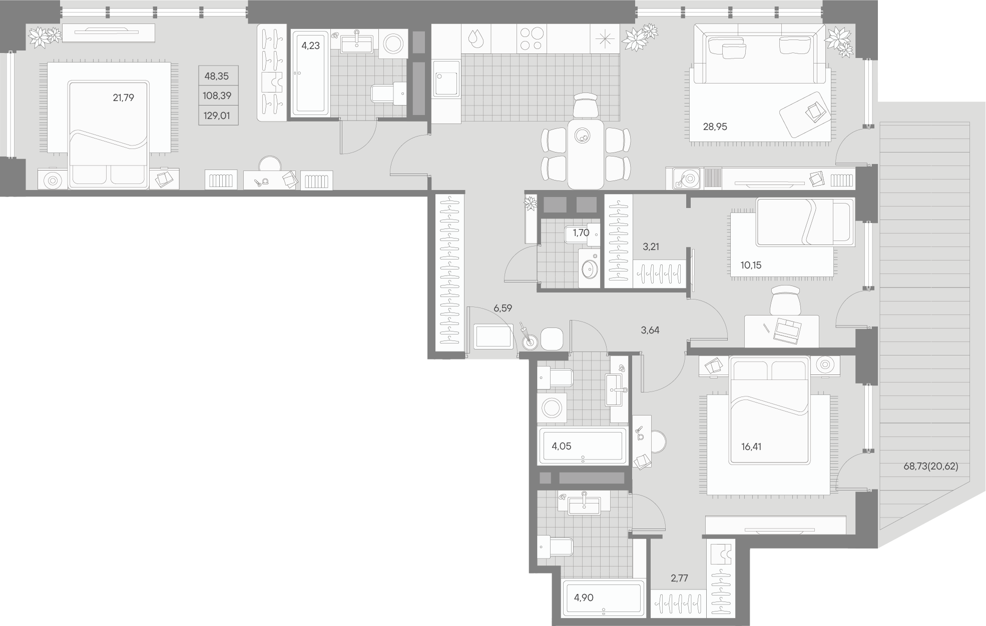3-комнатная квартира, 116.52 м²; этаж: 2 - купить в Санкт-Петербурге