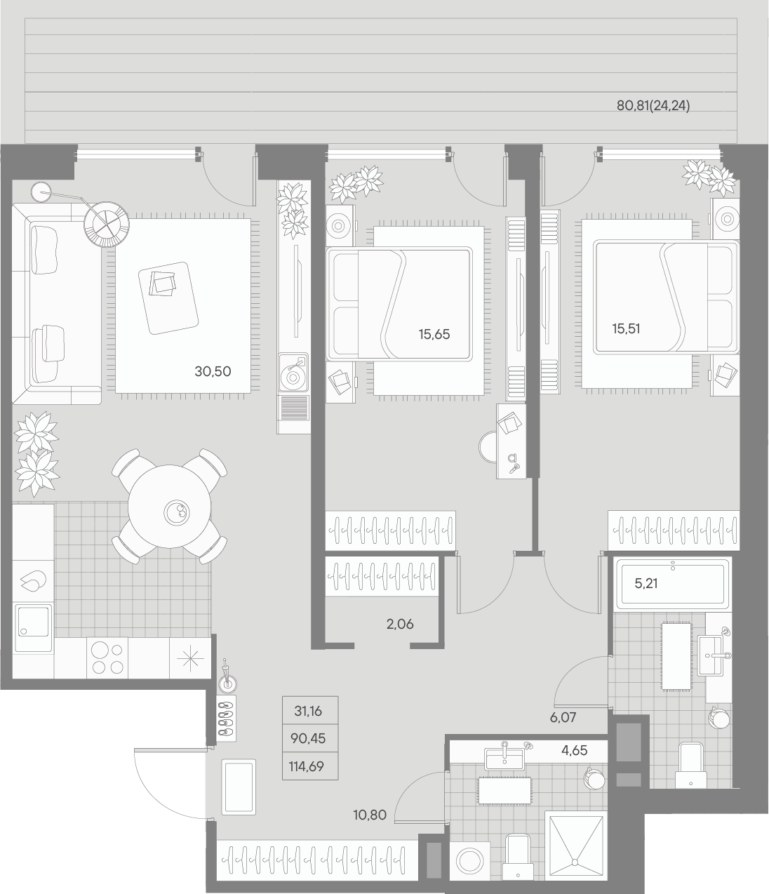2-комнатная квартира, 100.76 м²; этаж: 2 - купить в Санкт-Петербурге