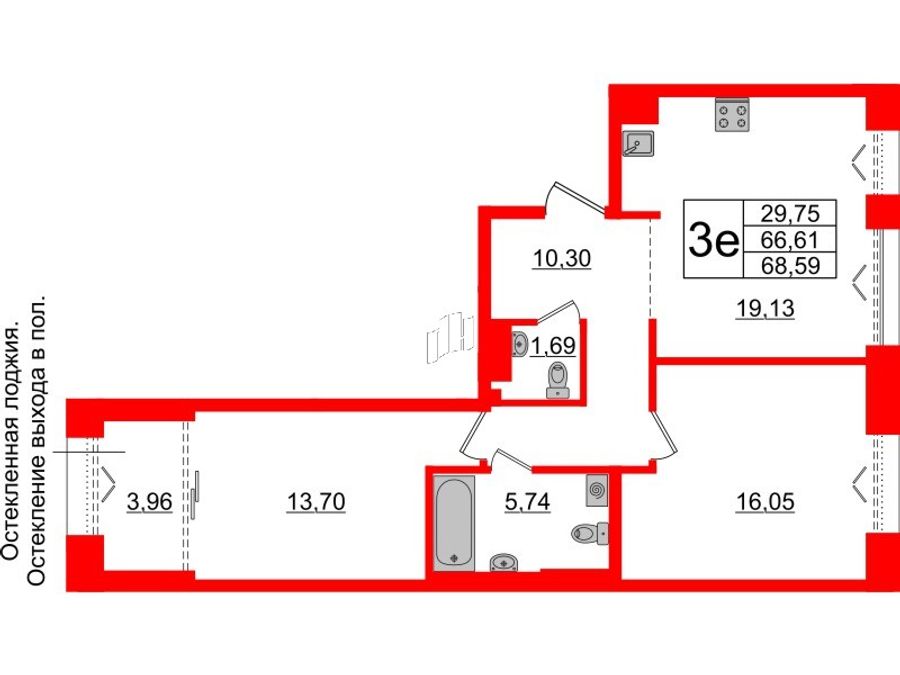 2-комнатная квартира, 66.61 м²; этаж: 5 - купить в Санкт-Петербурге