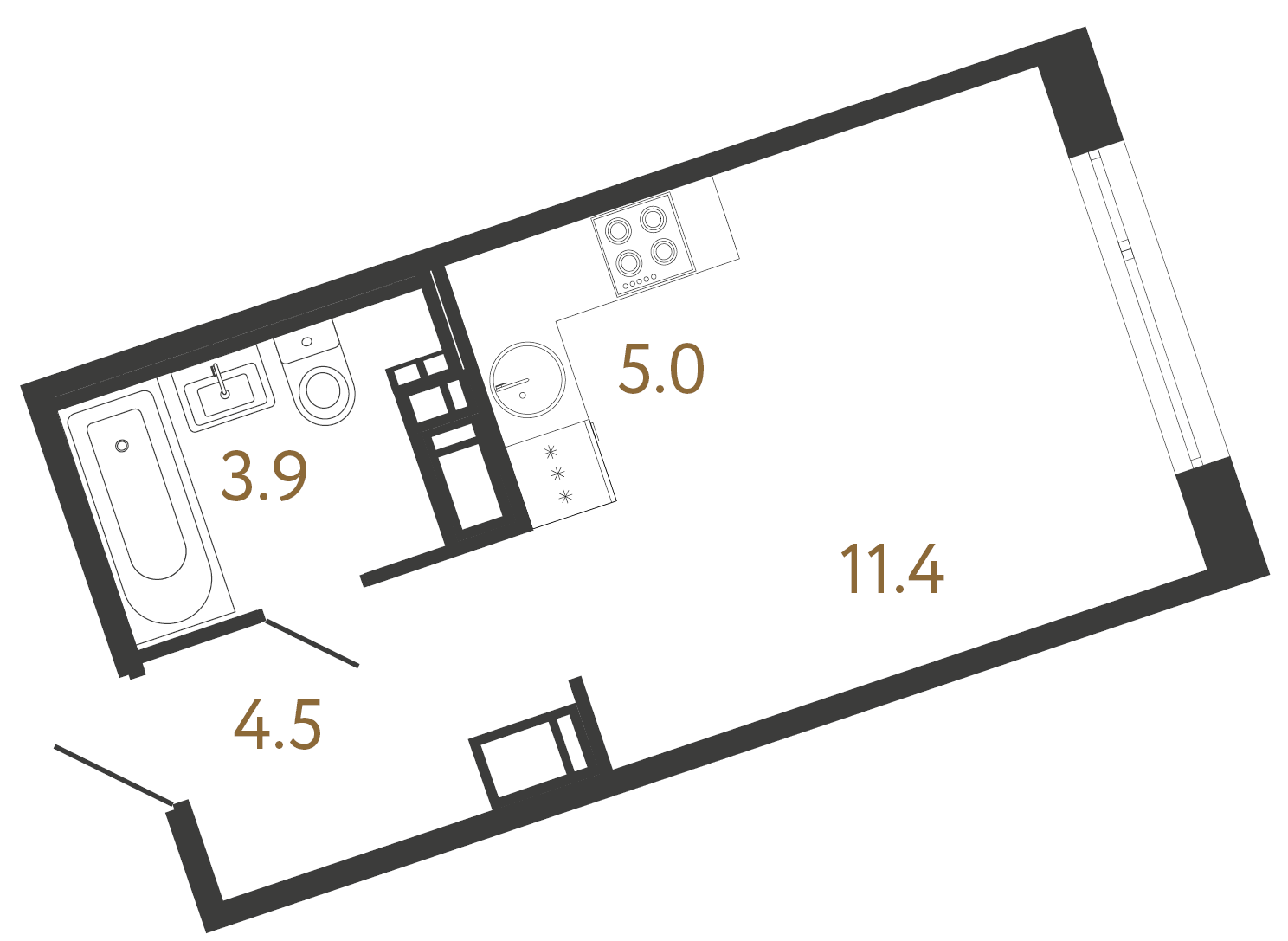 1-комнатная квартира, 24.8 м²; этаж: 8 - купить в Санкт-Петербурге
