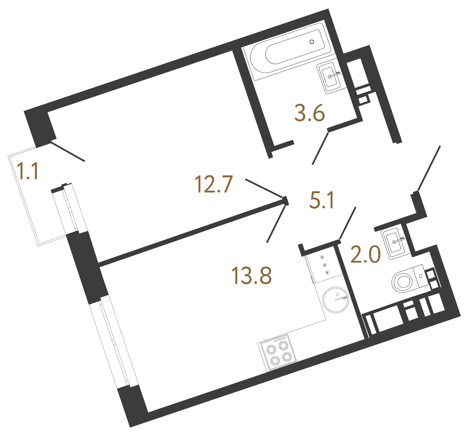 1-комнатная квартира, 37.2 м²; этаж: 8 - купить в Санкт-Петербурге