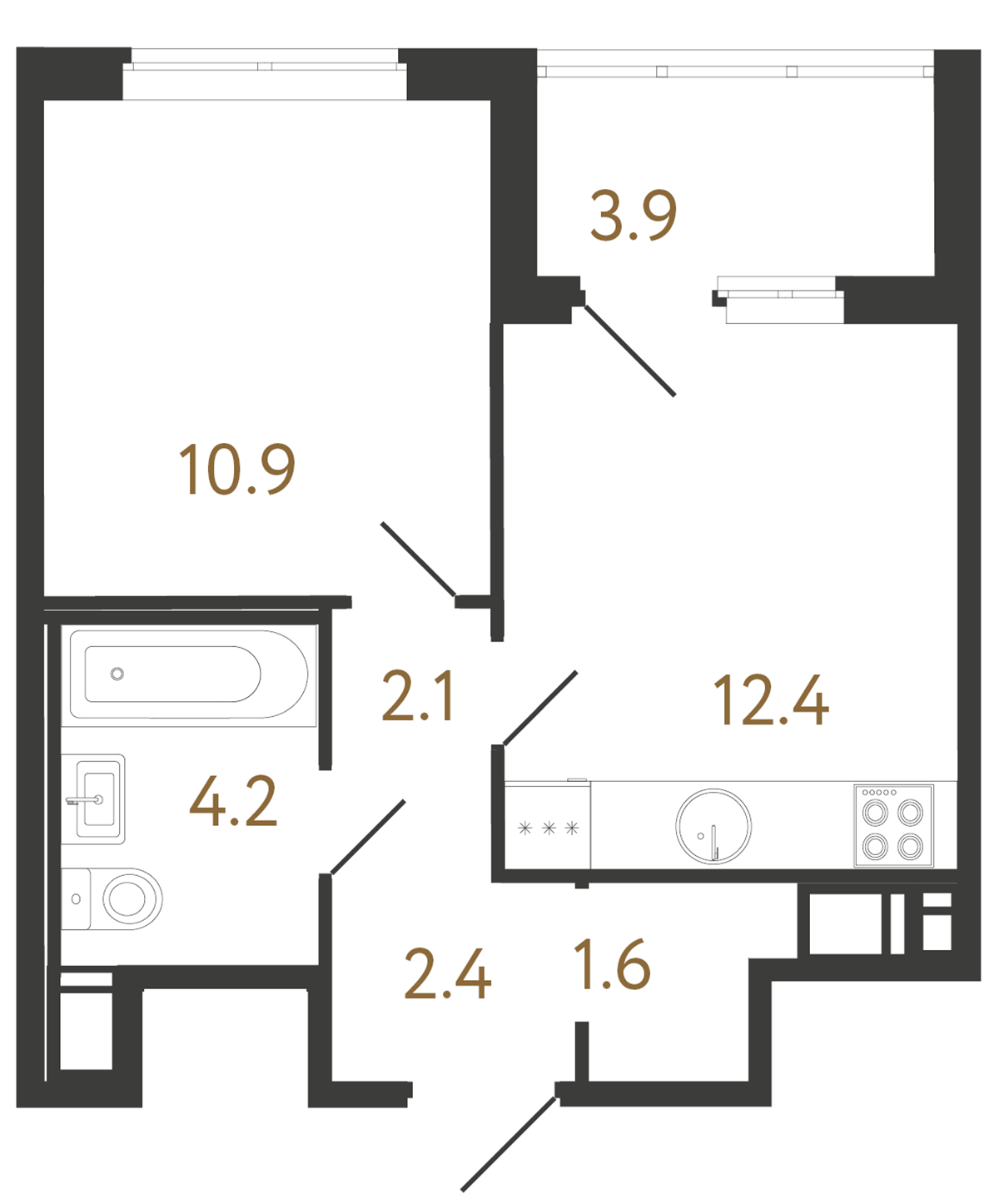 1-комнатная квартира, 33.6 м²; этаж: 9 - купить в Санкт-Петербурге