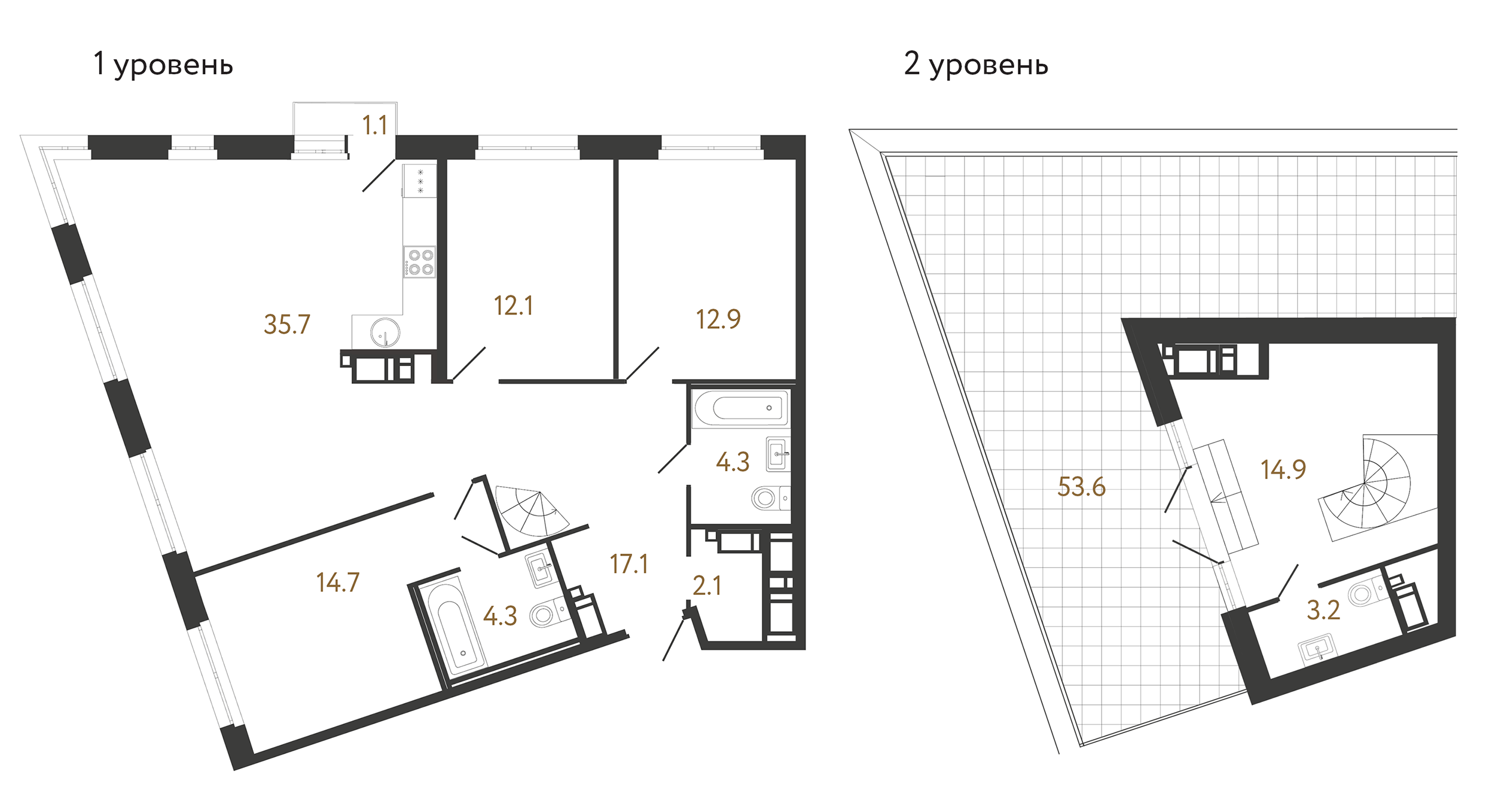 3-комнатная квартира  №94 в Литера: 121.3 м², этаж 8 - купить в Санкт-Петербурге
