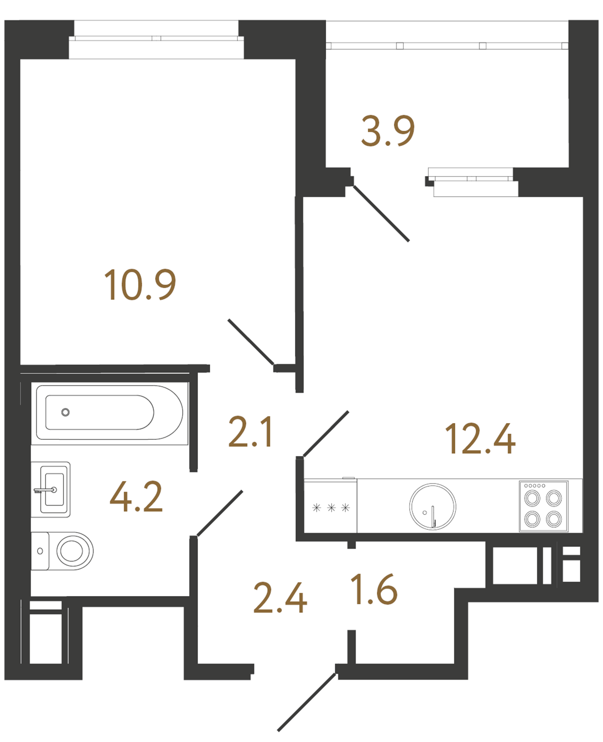 1-комнатная квартира, 33.6 м²; этаж: 8 - купить в Санкт-Петербурге