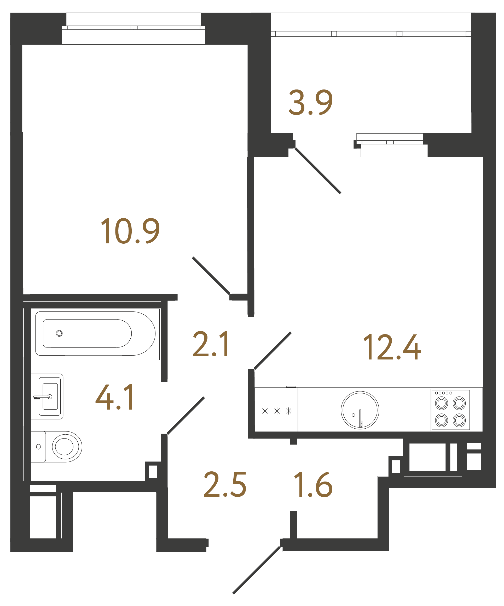 1-комнатная квартира, 33.6 м²; этаж: 12 - купить в Санкт-Петербурге