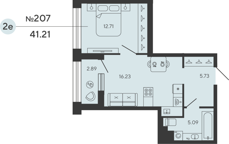 1-комнатная квартира, 41.21 м²; этаж: 8 - купить в Санкт-Петербурге