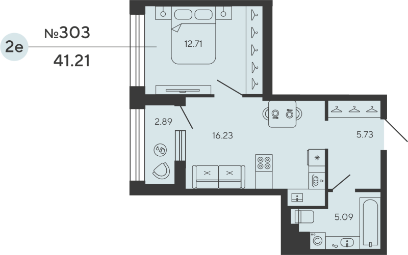 1-комнатная квартира, 41.21 м²; этаж: 20 - купить в Санкт-Петербурге