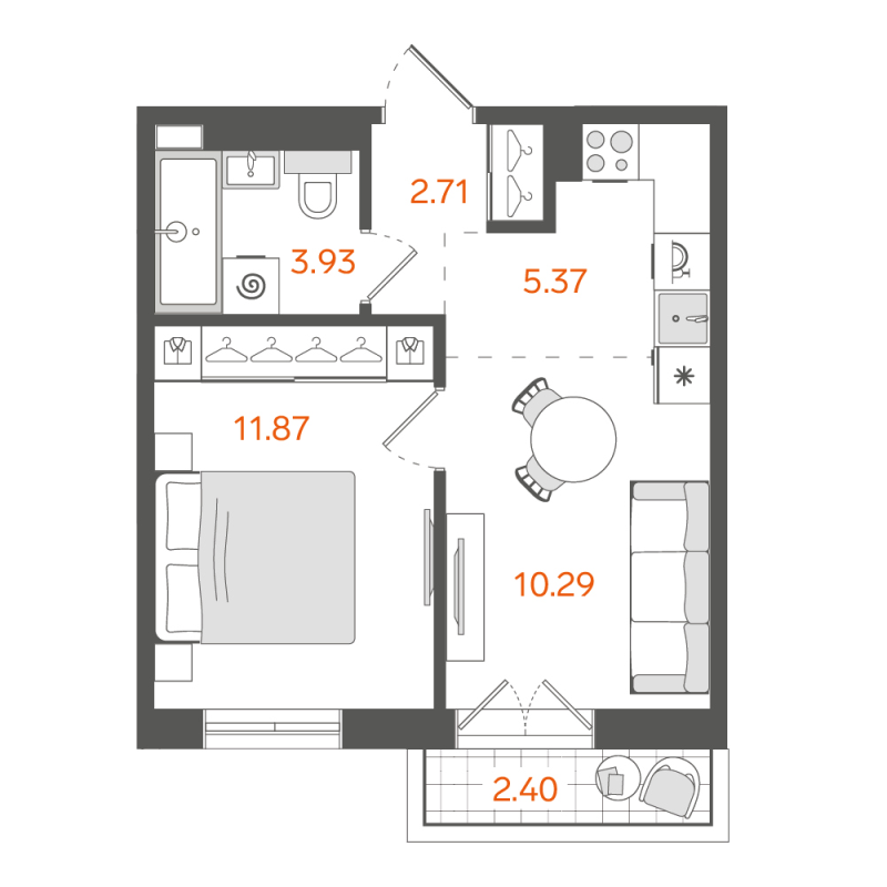 1-комнатная квартира, 34.89 м²; этаж: 8 - купить в Санкт-Петербурге