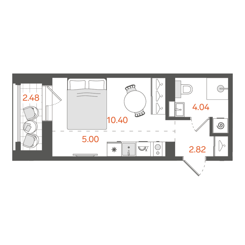 1-комнатная квартира, 23.5 м²; этаж: 5 - купить в Санкт-Петербурге